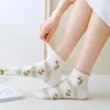 Kvinnstrumpor Green Bear Woman Sock Print Flower Man för mode Kawaii Invisible Boat Sox Cotton Japan Spring Summer Sokken