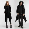 Мужская шерстяная смеси мужская одежда Outwear Зимнее унисекс повседневное открытое стежка с капюшоном с длинным плащом