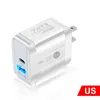 USB PD 18W Quick Charger 3A QC 3.0 휴대 전화 충전기 USB 유형 C 출력 2 in 1 전원 공급 장치 어댑터 EU US UK.