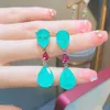 Stud Silver Simulated Emerald Wedding Earrings Womens 44mm Simple Water Drop Paraiba Long Treasure Jewelry 230719