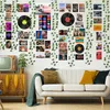 Pegatinas de pared 48 piezas Vintage Records Poster Retro Estética Wall Collage Kits Art Printing Card Fake Vines Trippy Dorm Dormitorio Decoración para adolescentes 230718