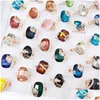 Bague Solitaire 50Pcs / Lot Colorf Bagues En Pierre Naturelle Pour Femmes Dames Bijoux De Pierres Précieuses Mode Mix Styles Saint Valentin Cadeau Drop Del Dhfgs