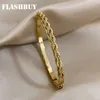 Bangle Flashbuy Pure Gold Twisted Bransoletka ze stali nierdzewnej odpowiednia dla damskiej mody Unikalna design Wodoodporne prezenty biżuterii 230719