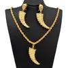 Серьги ожерелья устанавливают модные украшения Нигерия 24K Золотая невеста Dubai Women Horn Оптовые ювелирные аксессуары подарки