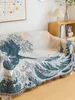 Filtar pro japansk stil soffa filt pläd utomhus mattor kasta rese mattor tasslar linne 230719