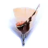 Colorful Feather Brooch Lapel Pins Women Men Fashion Brooches Jewelry Dress Suit Accessorie Wedding Groom Pin Gift