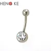 جديد G23 Titanium Bell Bar Rings Curved 14G Crystal Double Clear Stone Gem Fashion Body Jewelry252H