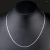 Chaînes 925 argent couleur Fine 2 MM plat clavicule colliers pour hommes femmes mariage fête bijoux cadeaux de noël 40-75 cm