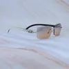 Occhiali da sole ghiacciati da uomo bianco all'interno nero autentico corno di bufalo occhiali da sole di design occhiali da sole con taglio a diamante di lusso occhiali strass occhiali da sole montatura in argento