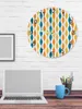 Wandklokken Geometrische Geel Turquoise Middeleeuwse Print Lichtgevende Wijzer Klok Huis Ornamenten Ronde Stille Woonkamer Decor