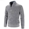 Herrtröjor Vintern Halv Zipper Fleece tjockare tröja Turtleneck varm Pullover -kvalitet Mann Slim Sticked Wool Sweaters för Autumn L230725