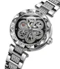 Montres-bracelets Femmes Transparent Steampunk Argent Squelette Mécanique Acier Inoxydable Montre