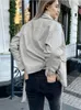 Женская кожаная кожа, раскрытие корейской искусственной куртки Женская ремень негабаритный стиль Punk Pu Streetwear High Street Biker Poat