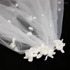 Bruidssluiers Franse stijl Vintage Bruid Bruiloft Sluier Met Dangle Oorbellen Kunstmatige Roos Bloemknop Haar Sieraden Hoofddeksel Kroon