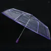 Parapluies 3X Transparent Parapluie Automatique Pluie Femmes Hommes Soleil Auto Violet Bordure