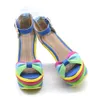 S kadınlar wdhkun kadın yaz bayanlar takozlar çok renkli patchwork peep toe roman ayakkabı sandalet yüksek topuklu bfc ladie kama ayakkabı sandal topuk
