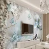 Beibehang papier peint Mural 3d tridimensionnel fleur méditerranéenne papillon beaux bijoux TV fond wall272q