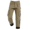 Pantalons pour hommes hiver chaud polaire Cargo Joggers beaucoup de poche Baggy travail militaire salopette mâle pantalons longs grande taille 40