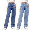 Dames jeans dames button hoge broek pocket taille elastische broek denim gat losse dames zomer casual jumpsuits