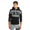 Pulls pour hommes Imprimés de fleurs de neige de Noël Pull d'hiver Sweat à capuche Homme Noir Pull rouge Elk Hood Kerst Trui Mannen Femme L230719