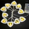 Cordes Bois Amour Coeur 1M 10 LED Guirlande Lumineuse Romantique Saint Valentin Lampe À Piles Fête De Mariage Décoration Guirlande Lumineuse