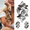 Sexy Flower Temporary Tattoos Women Body Art Painting Arm Legs Tiger Dragon Sticker Realistic Fake Black Rose Waterproof Totem