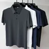 Herrpolos 2023 Summer Lopup Hollow Shortsleeved Polo Shirt Ice Silk Hateble Business Stripe Tshirt MANA Märke Kläder 230718