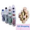 Wholesale Natural Stones ssential Oil Bottles Gemstone Roller Ball Bottles Clear Glass Healing Crystal Chips 10 Colors 10ML