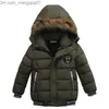コート1 2 3 4 5 6年前の男の子のジャケット冬の重いフード付き子供用防風ジャケットウォームZ230719