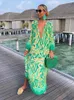 Basic Casual Dresse Boho Print Beach Cover Up 2023 Summer Sexy Deep Vneck Long Sleeve Dresses Female Vintage Maxi Elegant Robe 230718