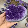 cristallo naturale di alta qualità ametista quarzo geode cuore pietra viola gemma grappolo artigianato di cristallo per regali tesoro2549