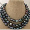 stunning 12-13mm tahitian black pearl necklace 38inch 925 silver2767