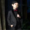 Abiti da uomo Blazer 2021 Gessato nero di alta qualità Little Boy Abiti da sposo formale Set di 3 pezzi per la cena di nozze Ch206p