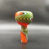 2023 Wig Wag 14 mm dickes Schüsselstück Bong Glasschieber Wasserpfeifen Creme Rund Orange Grün Weißer Streifen Heady Slides Bunte Schalen Männliches Raucherzubehör