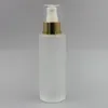 120 ml Pusta szklana szklana spray Butelka 4 unz Count Glass Cream Pump Dozownik Złoty Srebrny Kołnierz z aluminium SHCJ