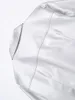 Kadınlar için Deri Gümüş Pu Ceketler Kadın Yakası Yaka Moda Sonbahar Sokak Giyim Uzun Kollu Tek Kesin Kırpılmış Ceket Dış Giyim