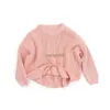 Pull bébé filles à manches longues pull automne hiver enfant en bas âge enfants garçons couleur unie chaud sweat hauts câble tricot pull HKD230719