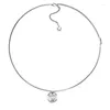 Łańcuchy 036l Zfsilver moda srebrna 925 modne retro disc gwiazda listopadek wisiork kobiety ślubne uroki biżuterii