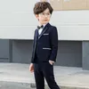 Ternos masculinos Design mais recente Preto Fofo Moda infantil Conjunto de roupas para crianças Formal Clássico Flores Menino Blazer (Jaqueta Calça Calça Gravata Colete)