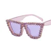 Bling Cat Eye Ramka Glitter Okulary przeciwsłoneczne Full Diamond Crystal Women Blue Red Shades Sexy Ladies Rhinestone Oversizesed Eyewear SG679