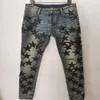 heren jeans broek lang mager leer vijfpuntige ster vernietigen de quilt gescheurd gat modeontwerper jean mannen ontwerpers clothes327t