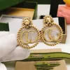 Podwójny litera G Kolczyki do stadnin Kolny diamentowy materiał mosiądzu GGITY Big Hoop Earring Kobiet Party Wedding Party Jewelry 213434