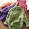 Pullover Baby Girls Turtleneck Sweaters Kid Solid Color Sweater Winter Knitted Tops Thicken Warm Pullover Children's Clothes Korean Style HKD230719