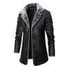 Hommes Vestes Homme Épais Polaire Veste En Cuir Hommes Mi-longueur Hiver Mode Vintage PU Manteaux Haute Qualité Casual Faux