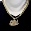 Finish Miami Cuban Link Chain Buchstabe NRA Anhänger Halskette Gold Versilbert Herren Hip Hop Schmuck Gift220Z