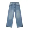 Jeans Masculino Firmranch 2023 Masculino/Feminino Retrô Azul Baggy Reto Anos 90 Mopping Denim Escovado Calças Largas Calças Soltas