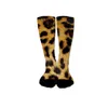 Women Socks Novel Compression Leopard 3D Print Men Long Unisex Soft Cotton Stockings Casual High Sokken Female 1 Par