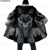 Herr ull blandar odin viking tatuering måne raven varg drake tryck tjock varm huva mantel män överrock pälsa vindtät fleece cape robe filt-3 hkd230718