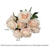 Flores decorativas 9 cabeças artificiais camélia buquê de rosas falsas segurando buquês de flores festa de casamento decoração de sala de exibição