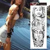 Grand bras manches tatouage bouddha Shakyamuni étanche temporaire Tatto autocollant Geisha Lotus corps Art complet faux Tatoo femmes hommes